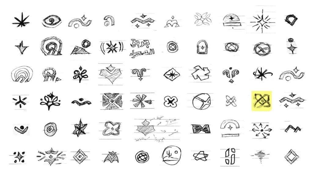 تصميم هوية بصرية كاملة لمتجر مجوهرات 8 ستكشات شعارات لوجهات ورسومات مبدأية بريق الصحراء