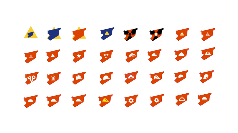 تطوير الهوية البصرية | الخوذ البيضاء 30 الخيارات الناتجة من العصف الذهني