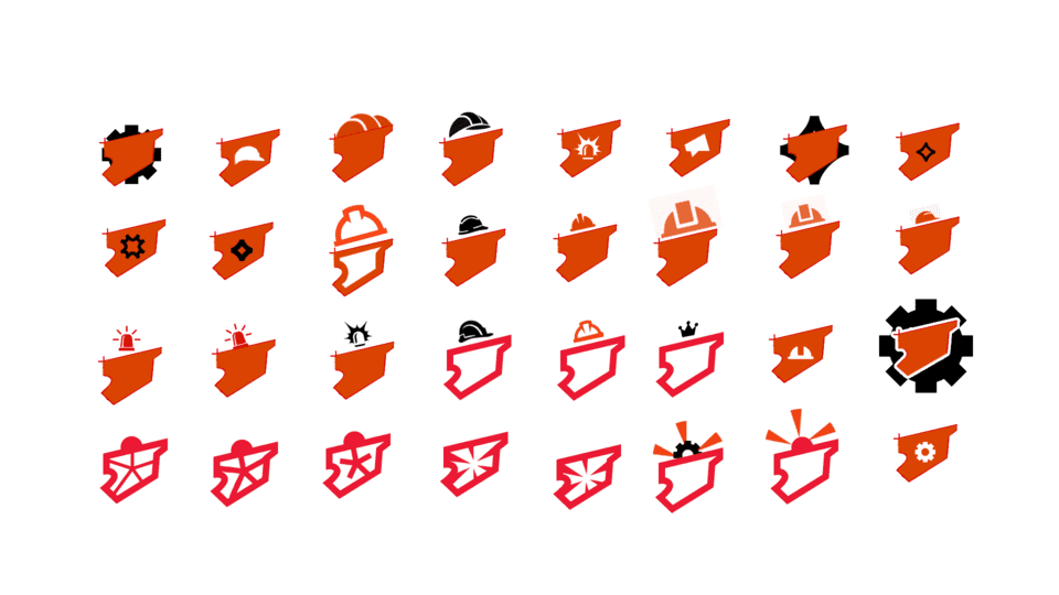 تطوير الهوية البصرية | الخوذ البيضاء 32 الخيارات الناتجة من العصف الذهني 2