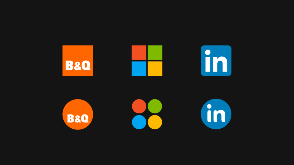 التأثير النفسي للأشكال الهندسية | أمثلة من الشعارات المربعية