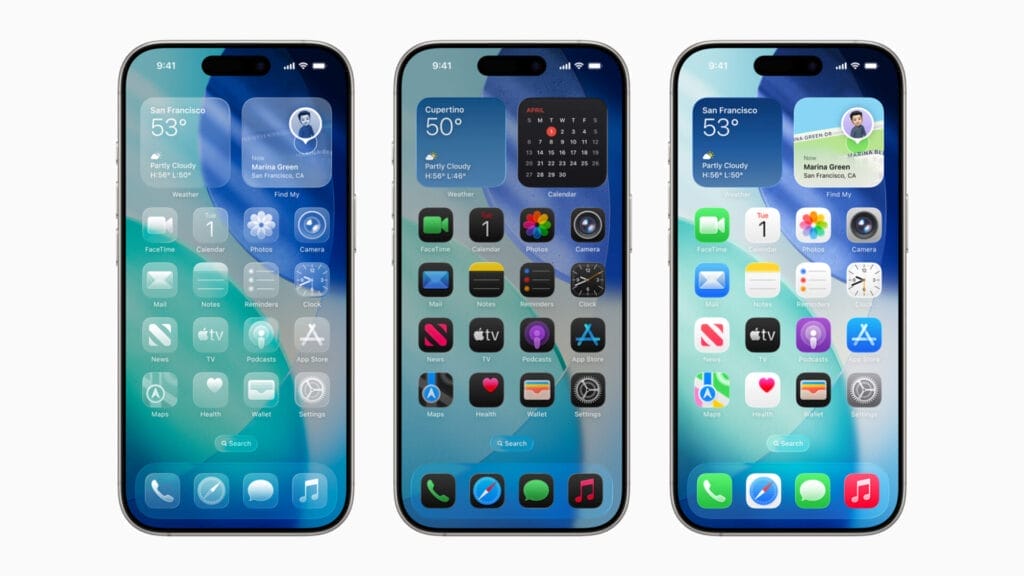 هوية آبل الجديدة الزجاج السائل IOS 26 7 Apple WWDC25 iOS 26 Home Screen customization 250609 big.jpg.large 2x