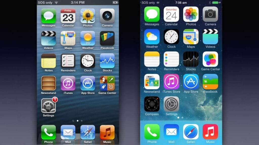 هوية آبل الجديدة الزجاج السائل IOS 26 33 تحديث تصميم iOS 7